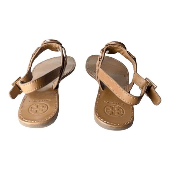 TORY BURCH Everly Brown Leather T-Strap Sandal Size 8.5M - Picture 5 of 7